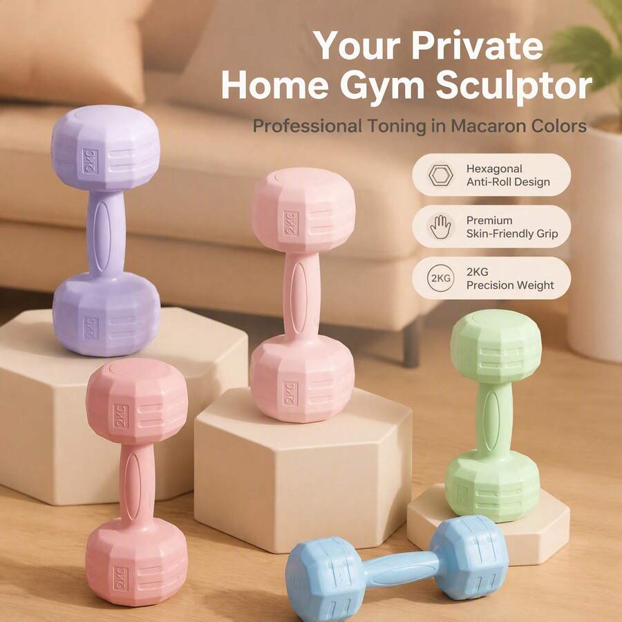 2pcs/Set Dumbbells For Home Fitness, Women & Men Strength Training Equipment, Pair For Body Shaping (Style/Color Randomly Shipped) - Multicolor - View 1