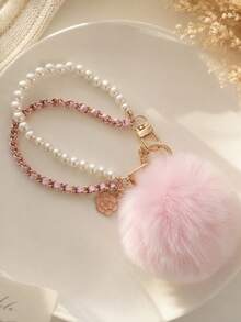 New Pink Sweet Cute Chain Pearl Fur Bag Charm, Can Be Used As Double Layer Bag Handle Chain, Multi-Function INS Fashion Girl Keychain, Designer Niche Style To Meet Different Occasion Needs, Bag Decoration, Suitable For Sisters, Friends, Daily Use, Gift Giving - Multicolor - View 9