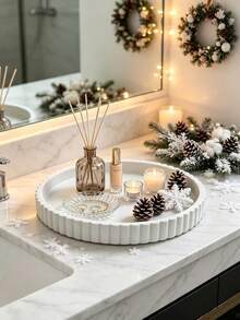 1pc Round Storage Tray, Coffee Table Tray, Jewelry Tray, Bathroom & Kitchen Storage Tray, Suitable For Home, Bedroom, Vanity, Dining Room, Kitchen Countertop, Bathroom And Other Daily Use, Home Storage, Kitchen Storage, Bathroom Storage, Essential For College Students & Office Workers, Room Decor, Jewelry Storage Box, Back To School, Halloween, Christmas Gift Best Choice (Non- Contact) - Multicolor - View 8