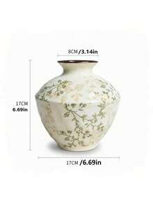 1pc Vintage Green Crackle Glaze Ceramic Vase, Suitable For Living Room, Dining Table Decor, Gift, Home Decoration, Room Decoration, Fresh Flower Arrangement - Multicolor - View 11