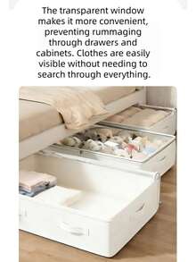 White Underbed Storage Box And Organizer, Foldable Underbed Storage Bin, With Excellent Function And Multiple Uses For Blankets, Skirts, Quilts, Pillows, Clothes And Underbed Storage, Space-Saving, Underbed Storage - White - View 3