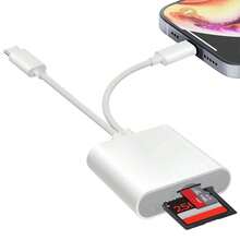 Pembaca Kartu SD Kompatibel dengan iPad, Antarmuka Ganda Lightning dan USB-C, Mendukung Kartu SD/MicroSD, Penampil Kamera Kecepatan Tinggi, Pasang dan Mainkan - Putih - View 8