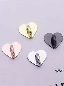 4pcs Heart-Shaped Metal Phone Accessories, Alloy Heart Pendant Phone Ring Hook, Multi-Function Metal Ring, Suitable For Phone Charms And Keychain Accessories - Multicolor - View 3