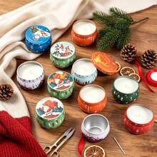 16 Random Christmas Pattern Candle Tins, 2.5oz Empty Metal Candle Tins With Lids, Holiday Decor Iron Tins, Suitable For DIY Candle Making And Christmas Gift Storage - Multiple Styles - View 1