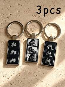 Personalized Film Photo Keychain, Camera Film Style, Customized Metal Keychain, Couple Anniversary Gift, Gift For Boyfriend/Girlfriend Customized Epoxy Resin Metal Film Photo Keychain, Personalized Couple Portrait Keychain, Romantic Gift - Multicolor - View 9