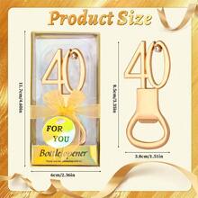 Golden 40 Bottle Opener, Suitable For 40th Birthday Parties, The Most Popular Rhinestone Decoration, Suitable For Wedding Anniversary Gifts, Souvenirs Or Gifts For Guests - View 2