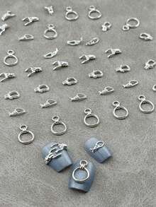 1 Pack Of 20, Metal Nail Accessories, Braided Nail Decoration, Curved Design On The Back Perfectly Fits Nails, Suitable For Nail Production And Free Matching Of Nail Decoration - Silver - View 2