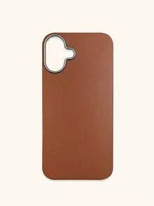 1pc 4-Color Optional Solid Color Lychee Texture Faux Leather Large Window Phone Case, Ins Premium Minimalist Business Solid Color Leather Texture, A Classic Black / B Beige White / C Premium Gray / D Caramel Brown, Faux Leather Matte Lens Raised Full Coverage Anti-Drop Soft Shell, Autumn/Winter Commute Versatile, Suitable For Personal Use And Gift; Compatible With IPhone Case & Galaxy Case, Compatible With IPhone 17 - Multicolor - View 12