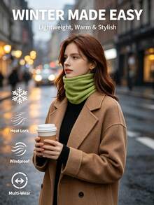 1 buah Unisex 3-in-1 Penghangat Leher Fleece, Penutup Leher, Masker Wajah Hangat Tahan Angin Musim Dingin, Topi Rajut, Cocok untuk Aktivitas Luar Ruangan seperti Ski, Bersepeda, Masker Wajah Multifungsi Tahan Angin - Hijau - View 3
