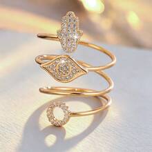1pc Spring-Shaped Eye & Palm Design Cubic Zirconia Women's Ring - Multicolor - View 1