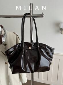 Large Capacity Women's 2026 New Fashion Casual Niche Shoulder Underarm Bag Pleated Commuter Tote Bag - Coffee Brown - View 2