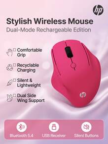 HP Engineer1 Dual-Mode Wireless Mouse Ergonomic Curved Design + Dual Side Finger Rests 500mAh Long Battery Life Type-C Fast Charging Bluetooth 5.0 + 2.4G Dual-Mode Office Mouse - View 16