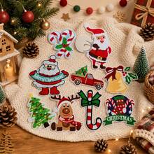 9pcs Christmas Embroidered Patches, Santa Claus Reindeer Christmas Tree Appliques, High Density Embroidery Wear-Resistant Durable, Iron-On/Sew-On, Suitable For Clothing Decoration, Suitable For Hooded Backpacks - Christmas Collection - View 8