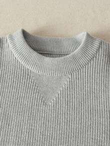Boys' Preppy Colorblock Striped Crew Neck Knit Pullover Sweater, Suitable For School Daily Wear In Spring, Autumn And Winter - Grey - View 7