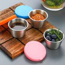 6-Piece Mini Stainless Steel Food Container Set With Lids, Leak-Proof Sauce Containers For Lunchbox And Meal Prep - Silver - View 7