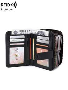FOREVER MIYIN RFID Blocking Short Zip Purse For Women, Accordion Multi‑Card Slots Snap Button Wallet, Large Capacity Clear ID Slots With Wrist Strap For Daily Use - Multicolor - View 4