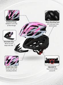 1pc Unisex Adult Cycling Helmet, Ultra-Light Slim Design, Adjustable Head Circumference, Detachable Visor, Plush EPS Inner Layer, Full Ventilation Design, Suitable For Mountain And Road Bicycles - Multicolor - View 9