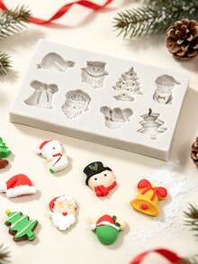 Set Cetakan Silikon Pohon Natal dan Manusia Salju, Alat Dekorasi Kue Cokelat Permen Fondan untuk Memanggang, Gadget Dapur untuk DIY Hari Raya, Pasta Gula, Silikon yang Dapat Digunakan Kembali Mudah Dibersihkan dan Mudah Dilepas, Perlengkapan Memanggang Dapur - Krem - View 4