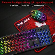 T-WOLF 3-In-1 Gaming Keyboard And Mouse Set With RGB Backlit Wired 104-Key Keyboard, 4-Button Wired LED Mouse And Mouse Pad - View 6