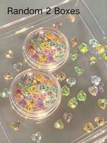 1box/2boxes Fall, Autumn, Fall Nails Random Assortment Holographic Heart-Shaped Pointed Rhinestone Nail Art Decorations, Multi-Color Faceted High-Shine Heart Rhinestones, Exquisite Beautiful Nail Decor, Same Style As Nail Salon Accessories, Sweet & Spicy Dreamy Atmosphere Nail DIY Creative Materials - Multicolor - View 7