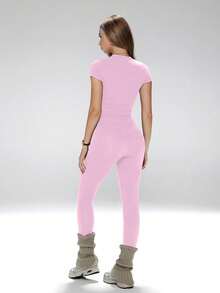 FWH Versatile All-Season Shaping Multi-Function Blouse, Slimming Fit Pink Sports Summer Style - Pink - View 8