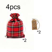 Christmas Gift Red Plaid Drawstring Storage Bag, Suitable For Women/Men, Small Gift Bag, Plaid Pattern, Drawstring Closure, Ideal For Wedding Favors, Jewelry Storage, Christmas Candy, Birthday Party Supplies, Handmade Bead Storage - Multicolor - View 14
