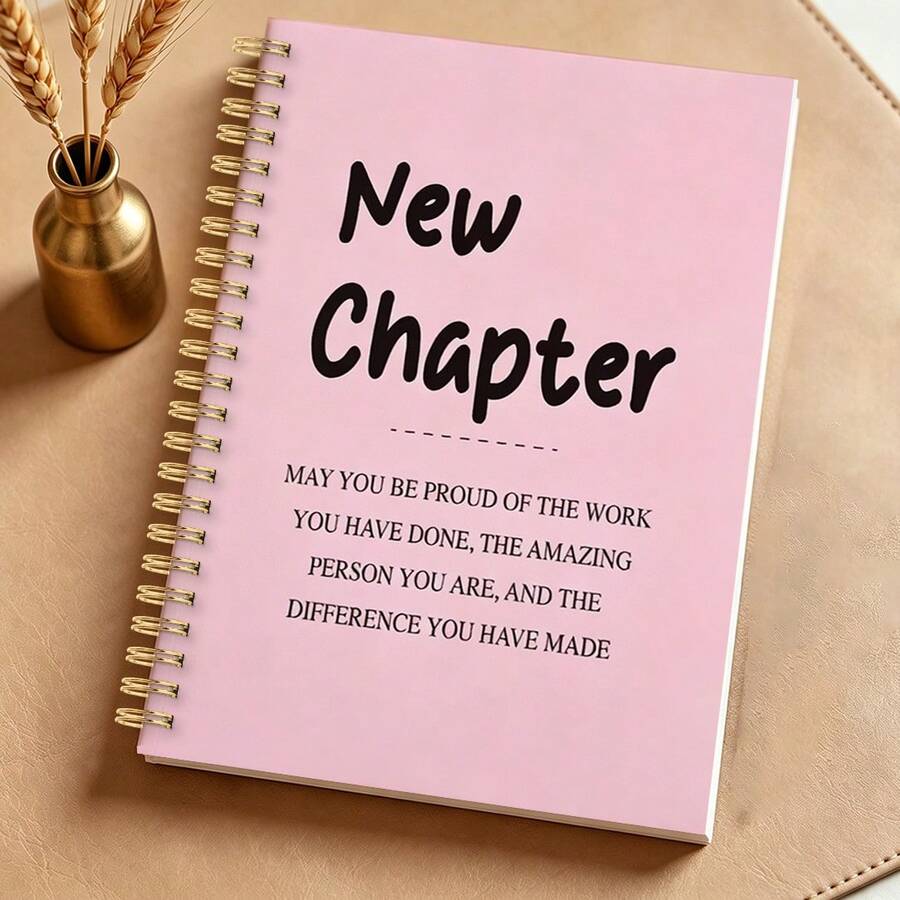 DANPERJI 1PC 14*21cm Pink New Chapter Spiral Bound Notebook, Suitable For School, Journaling, Work Notes, Artistic Writing, A Gift For Creative Fantasy Lovers, Back-To-School Notebook - New Chapter - View 1