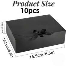 10pcs - Black Gift Box With Lid, Approx (27x20x8)Cm Groomsman Proposal Box, Luxury Black Gift Box With Ribbon For Wedding Box, Birthday Box, Party Box, Christmas Box, Bridesmaid Box, Back To School Gift Box, Graduation Gift Valentine's Day Gift Box - Multiple Styles - View 14