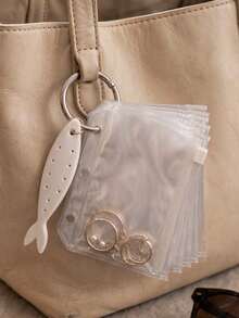 Jewelry Storage Pouch Set,Clear Zipper Pouch With Fish‑Bone Shape Holder & Key Ring,Portable Travel Earring Necklace Ring Organizer,Multifunctional Jewelry Storage Bagmultifunctional Storage Bag,Accessory Storage,Gifts For Girls,Bridesmaids,Friends - Multicolor - View 2