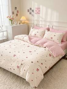 Set Sprei Motif Pita 2/3 pcs, Set Perlengkapan Tidur, Nyaman dan Bernapas, Lembut Saat Disentuh, Anti-Pilling, Dapat Dicuci dengan Mesin, Dekorasi Ruangan, Dekorasi Kamar Tidur, Asrama, Cocok untuk Semua Musim, Cocok untuk Kasur Single/Double/Queen/King, Dekorasi Rumah Musim Gugur, Isian Sprei Tidak Termasuk, Warna Pink - MultiWarna - View 5