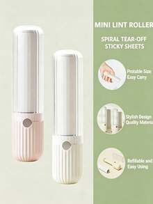 5pcs/1pc Mini Lint Roller With Dust Cover & Replaceable Core, Extra Sticky Portable Lint Remover For Clothes Pet Hair, Compact Travel Cleaner For Home Office Daily Use - New Model - View 5