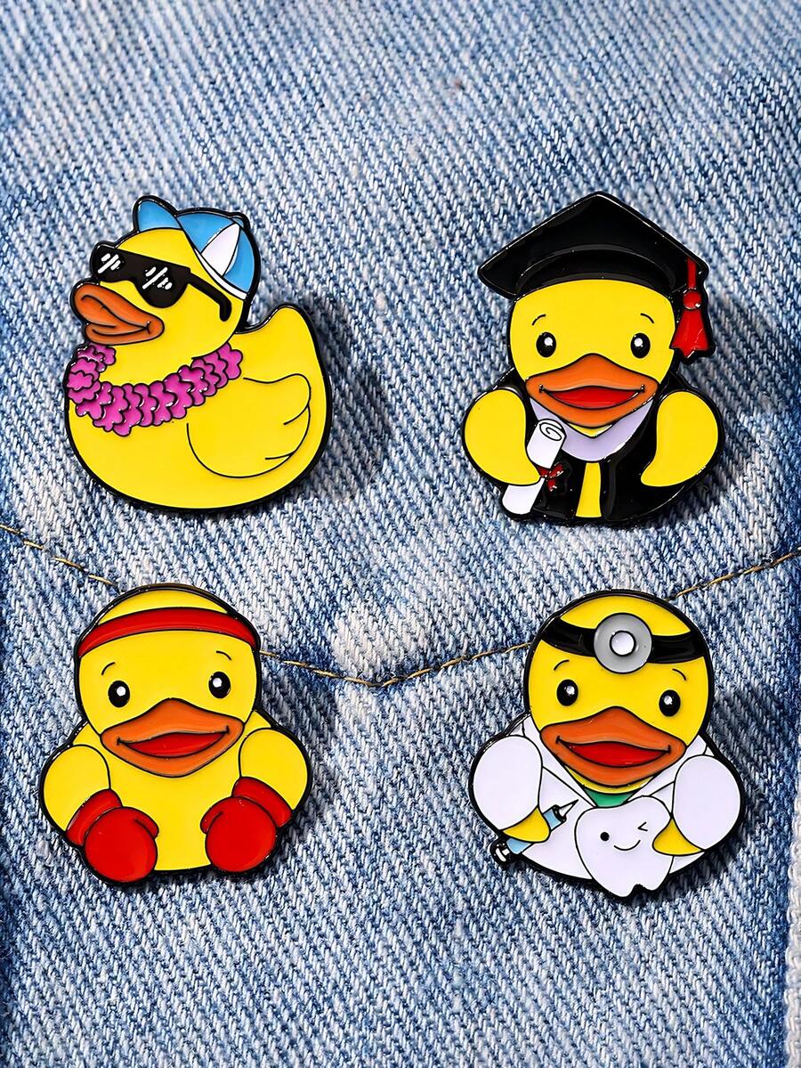 Cute Cartoon Style Alloy Oil-Drip Graduation Cap Duck Brooch, Women's Graduation Season Backpack & Clothing Decoration - Multicolor - View 1