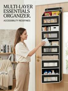 Over-The-Door Hanging Storage Rack, 6-Tier Large Capacity, With Mesh Window Fabric Storage Bags And Side Pockets, Suitable For Bathroom, Storage Room And Bedroom Organization - Multicolor - View 9
