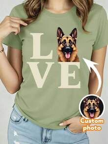 90s Retro Bootleg Style T-Shirt, Custom Pet Portrait For Cat & Dog, Pet Memorial Gift. Dog Mom & Cat Mom Top For Pet Lovers, 2026 Gift, Black Summer - Army Green - View 1