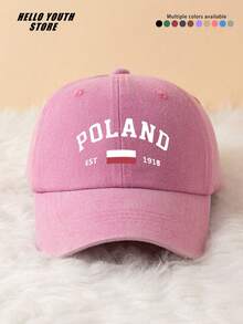 1pc "POLAND" Letter Slogan Baseball Cap, Lightweight Adjustable Head Circumference Hard Top Baseball Cap, Unisex Baseball Cap, Suitable For All Seasons, Daily Outings And Everyday Wear - A - View 16