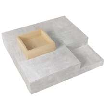 Coffee Table, Living Room Table, Side Table With Removable Storage Box, Concrete Gray And Wood Color, 72*72*30 - 1 - View 8