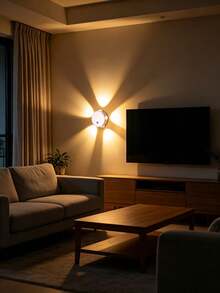 1pc New Motion Sensor Wall Light, No Wiring Required, Indoor Seven-Color Gradient Small Hill Cat Eye Bedroom Bedside Atmosphere Lamp - Multicolor - View 1
