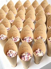 30/20/10/5/1 Pc Custom Flower Petal Cones, Custom Your Name & Date, Suitable For Send-Off Petals And Confetti, Anniversary Decorations, Wedding Decorations, Party Decorations. - Multicolor - View 5