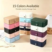 1pc Macaron Color Leather Jewelry Storage Box With Buckle, Suitable For Necklace, Ring And Other Gift Display - Rectangle - View 9