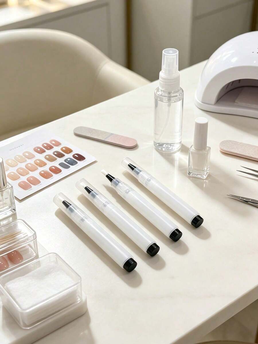 Refillable Transparent Empty Twist Pen For Cuticle Oil, Compact Portable Brush Tip Cosmetic Container, Multi-Use Travel Beauty Tool For Cuticle Oil, Nail Essence, Lip Gloss, Concealer - Multicolor - View 1