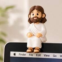 Mini Jesus Sentado Decorativo Para Mesa Escritório Prateleira Quarto Sala Adorável Fé Espiritual - Tamanho Único - Visão 8