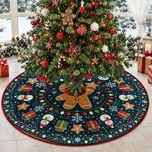 1 buah Alas Pohon Natal Motif Manusia Kue Jahe Kartun Biru Tua, Dekorasi Liburan Warna Elegan, 5 Ukuran, Hadiah Liburan Unisex, Cocok Untuk Dekorasi Natal di Rumah dan Pesta - Manusia Kue Jahe Kartun Biru Tua - View 7