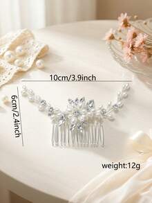 Vintage Bridal Pearl & Rhinestone Hair Comb, Wedding Dress Updo Hair Accessory, Marriage Accessory - Multicolor - View 6