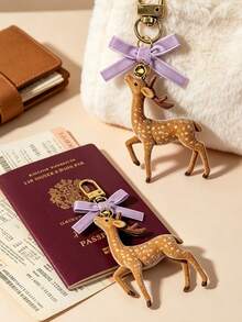 Velvet Bow And Bell Reindeer Bag Charm – Featuring A Velvet Bow And A Bell; Stylish And Practical; Suitable As A Birthday Or Christmas Gift. - Multicolor - View 8