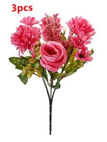 1/3 buah Bunga Buatan, Buket Mawar Palsu, Bunga Daisy Sutra, Bunga Dandelion, Jumlah Besar untuk Dekorasi Pesta Pernikahan, Rumah, Hiasan Meja, Halloween - Rose Red - View 8