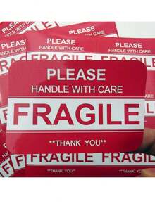 60PC Pink 2x3 Inch Fragile Warning Stickers, Used For Shipping And Moving "Fragile Items Please Handle With Care, Thank You" Do Not Drop, Warning Stickers Fragile Labels - Rectangle - View 17