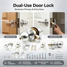 304 Stainless Steel Invisible Door Lock, Double-Sided Hidden Handle Lock With Round Handle, Embedded Invisible Door Hardware, Suitable For Interior Doors, Home And Office - Multicolor - View 10