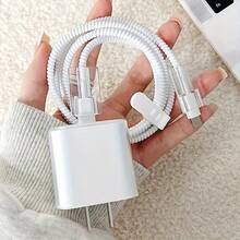 5pcs White Transparent Charger Protective Case & Data Cable Protector, 18/20W Fast Charging Head Cable Winder, Anti-Damage Cable Organizer Gift For Boyfriend/Girlfriend - Multicolor - View 1