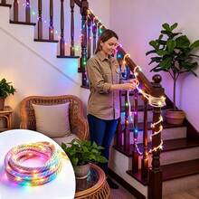 1 buah Lampu Hias Tali Rami Alami 30 LED Sepanjang 3 Meter/118,11 inci, Lampu String LED Berubah Warna, Lampu Tali Fleksibel dengan Cahaya Putih Hangat dan RGB, Cocok untuk Kamar Tidur, Ruang Tamu, Tangga, Jendela, Pernikahan, Pesta, Dekorasi Rumah Pertanian Pedesaan Liburan - Berbagai spesifikasi - View 8