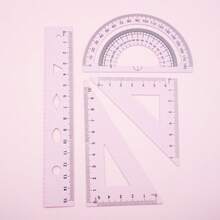 Multifunctional Geometric Ruler Set, Protractor, Triangle Ruler, Straight Ruler, Manual Measuring And Drawing Tools With Storage Box, 4 Colors Available: Pink, Mint Green, Light Blue, Taro Purple, For School, Woodworking, DIY - Multicolor - View 12